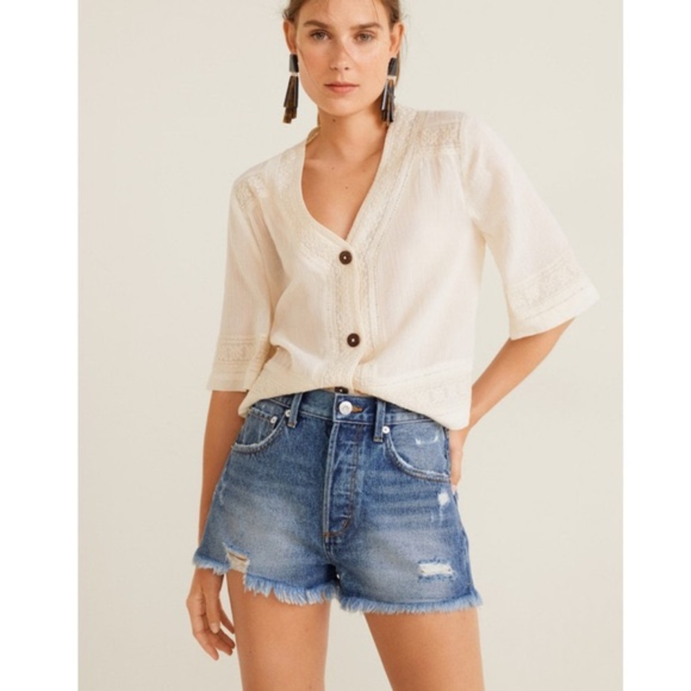 Mango Cut-off denim shorts